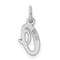 Sterling Silver Small Script Initial Letter O Charm Jewerly 16mm x 8mm